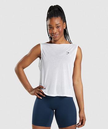 Dámské Tílko Gymshark Tréninková Oversized Bílé | CZ 3197JPQ